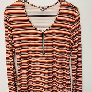 Justify Orange and Green Horizontal Mini Casual Dress Large